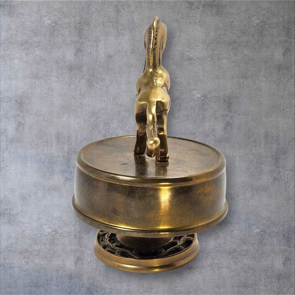 Vintage Brass Unicorn Music Box Spinning Fantasy Figurine Working Patina MCM - Picture 5 of 8